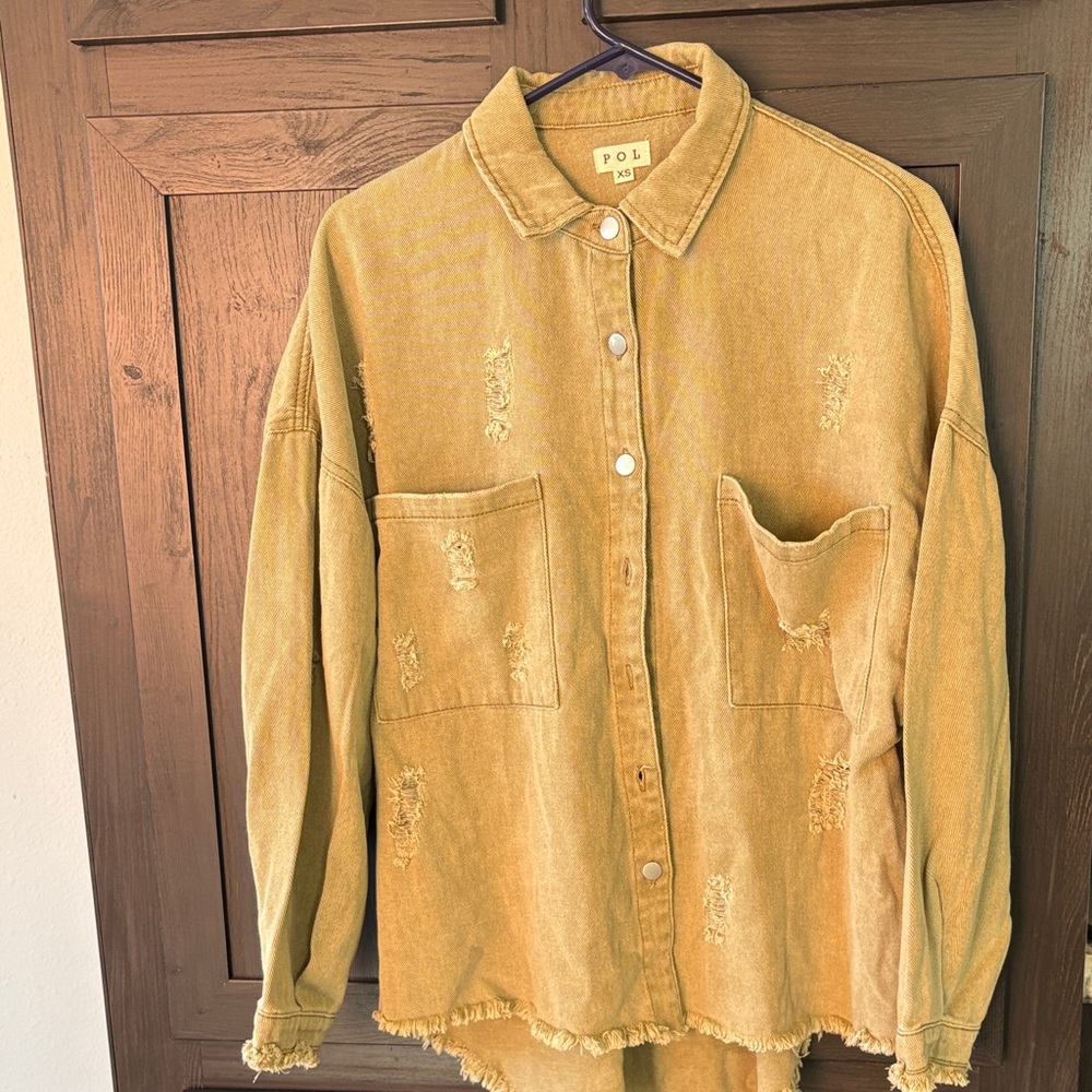 POL Sage/Yellow Distressed Jacket